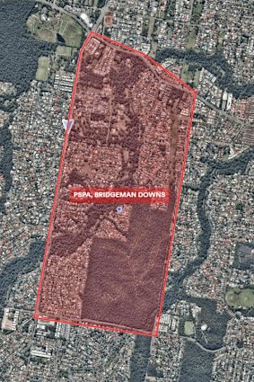 The exclusion zone in Bridgeman Downs.