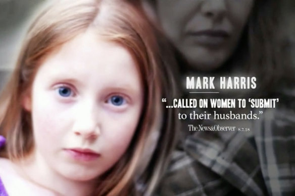 A still from the Democrat "attack" ad on Mark Harris.