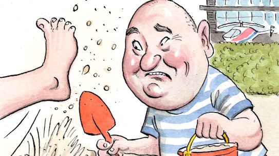 Lindsay Fox enjoying his private beach.