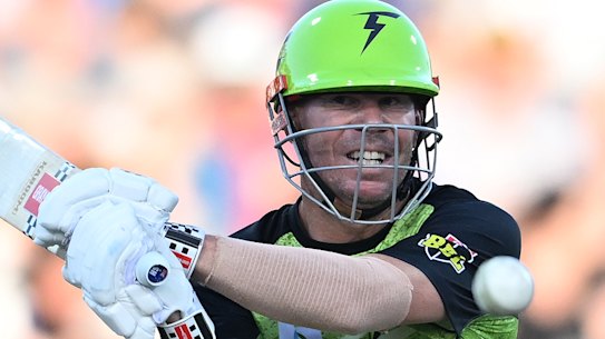 David Warner in action for Sydney Thunder.