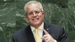 Prime Minister Scott Morrison delivers the Australian National Statement to the United Nations General Assembly in New York.