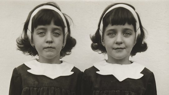 A detail of the Diane Arbus portrait “Identical twins, Roselle, N.J.” 1967.