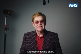Elton John stars alongside Michael Caine in an ad for the UK’s National Health Service. 