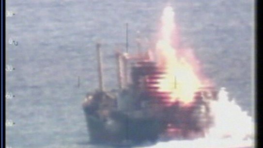 The heroin smuggling ship Pong Su is been sunk 140km off the NSW coast by a domb dropped from an RAAF F-111 jet fighter.