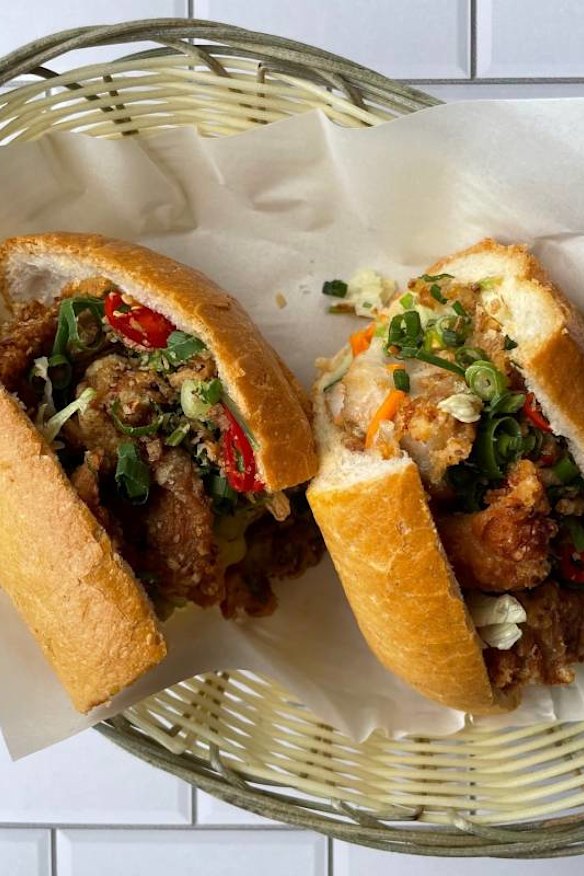 Crispy chicken banh mi.