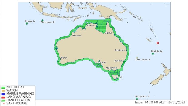 The tsunami warning was issued for parts of the South Pacific, including parts of Australia, but it appears to have been very small.