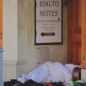 A rough sleeper in the historic West End of Fremantle.