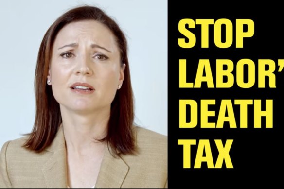 Clive Palmer’s United Australia Party ad falsely claimed in the recent state election that Labor would introduce a death tax. This ad features his wife, UAP deputy leader Anna Palmer.