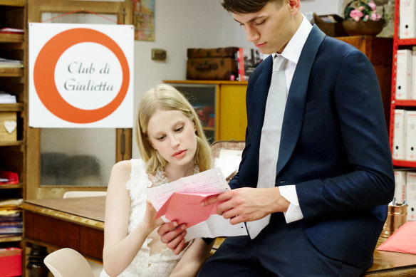 Reading letters from the lovelorn at the Juliet Club.
