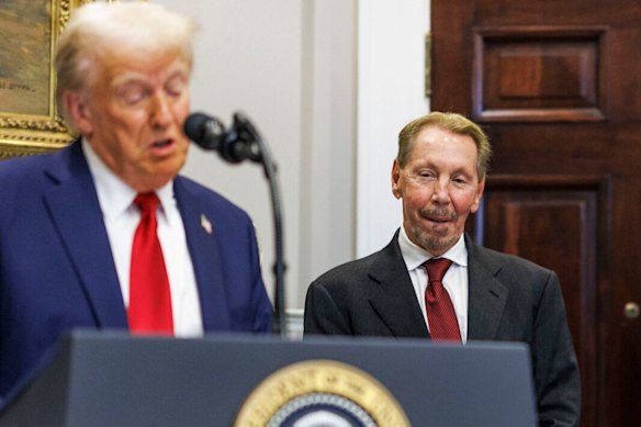 US President Donald Trump and Oracle’s Larry Ellison.