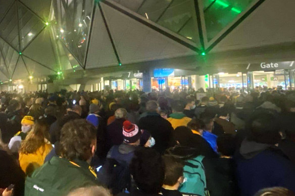 Crowds entering the Wallabies vs France match at Melbourne’s AAMI Park last week.