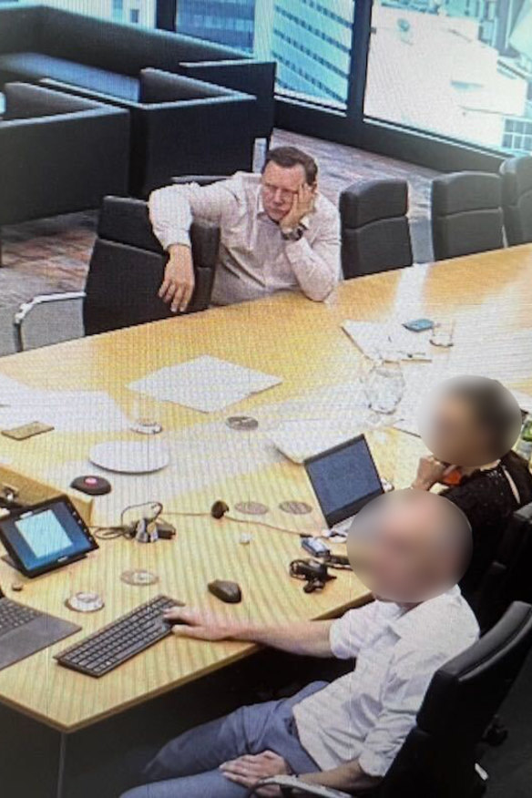 Kris Ridgway (top) is questioned by his former employer, Shaw and Partners, shortly before his sacking.