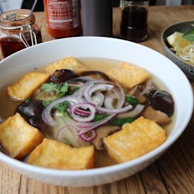 Mushroom and tofu pho.