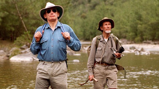 Bob Carr, then premier of NSW, hiking in the Kowmung with wilderness campaigner Milo Dunphy in 1995.