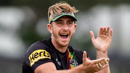 Good decision ... Paul Momirovski at Panthers training on Monday.