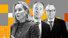 Former PwC Australia general counsel Meredith Beattie and former PwC Australia CEOs Luke Sayers and Tom Seymour.