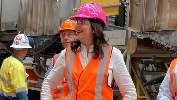Queensland Premier Annastacia Palaszczuk tours the Downer rail facility in Maryborough on Tuesday.
