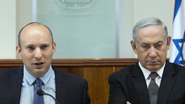 Israeli Prime Minister Benjamin Netanyahu, right, and Defence Minister Naftali Bennett.