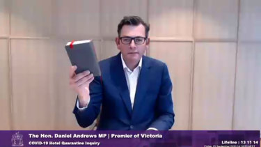 Victorian Premier Daniel Andrews swearing in at Hotel Quarantine Inquiry.