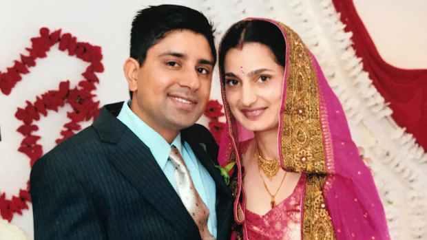 Parwinder Kaur (right) pictured with her husband in 2013.