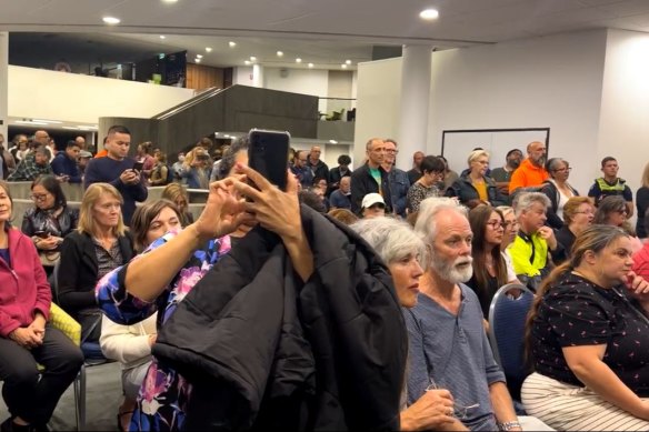 People inside the Monash Council meeting public gallery on Wednesday night.