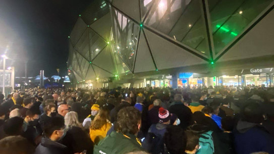 Crowds entering the Wallabies v France match at Melbourne’s AAMI Park last week.