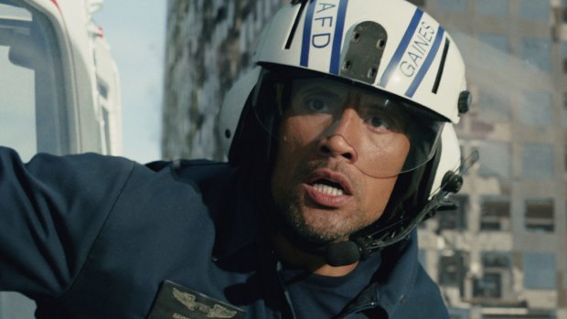 Dwayne Johnson as Ray in a scene from the action thriller San Andreas.