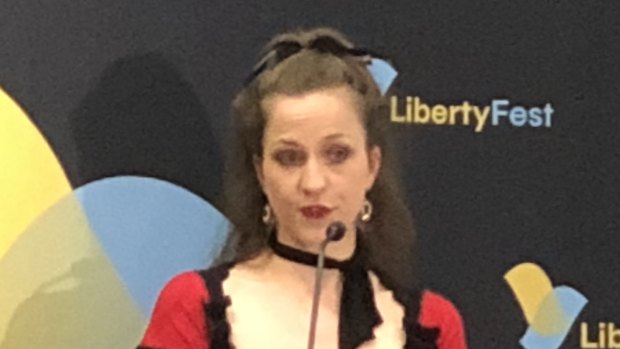 Conservative commentator Daisy Cousens spoke at the LibertyFest conference in Brisbane on Saturday.