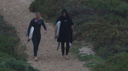 Surfers at Gas Bay, near Margaret River, spotted Fremantle Dockers captain Nat Fyfe going for a surf.