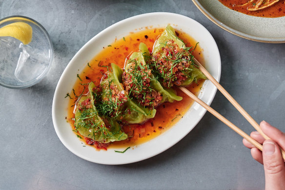 Vegetable dumplings with shiitake XO.