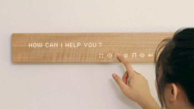 A smart display from Mui Labs is disguised as a decorative piece of wood.