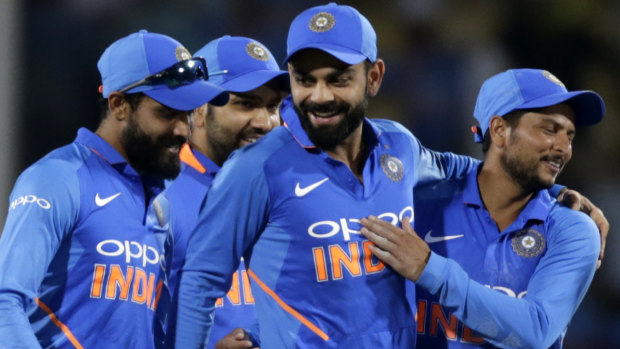 India's Virart Kohli celebrates a thrilling final-over win in Nagpur.