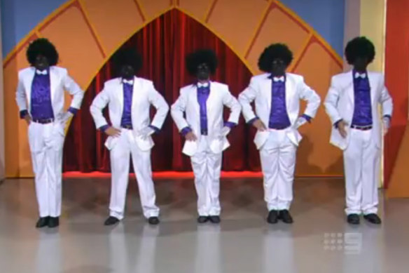 Performers in blackface on an episode of Hey Hey It’s Saturday. 