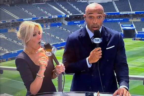 Rebecca Lowe and Thierry Henry’s reaction to Alexi Lalas’ comments about James Corden.