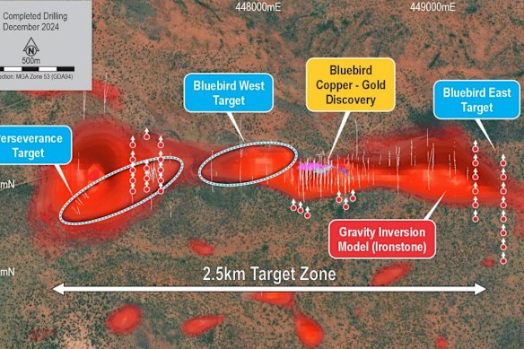 Tennant Minerals Bluebird prospects in the Northern Territory, including the newly identified Bluebird East prospect.