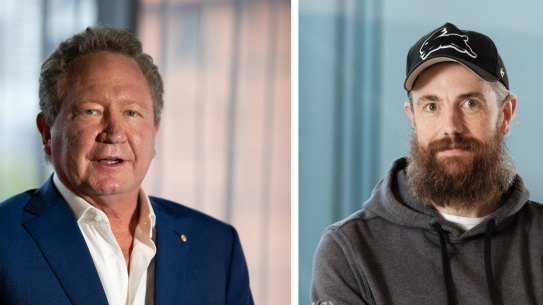 Andrew Forrest (left) and Mike Cannon-Brookes have clashed over the Sun Cable project.