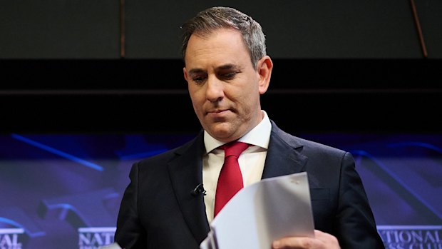 Brought to book? Treasurer Jim Chalmers at the National Press Club. 