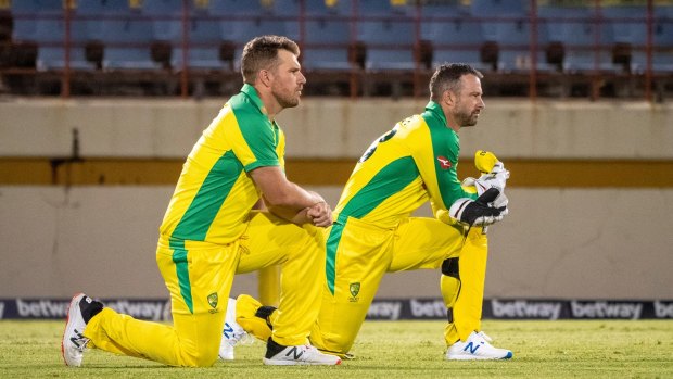 Aaron Finch and Matthew Wade pictured earlier in the West Indies tour.