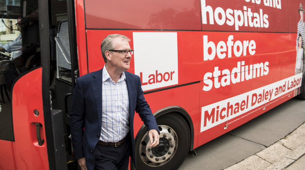 NSW Labor leader Michael Daley campaigning in the seat of Coogee.