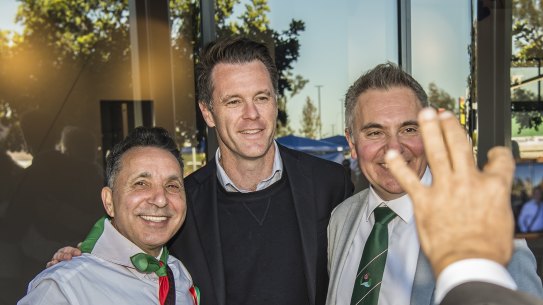 NSW Labor leader Chris Minns on the hustings in Carnes Hill on Saturday.