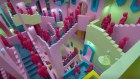 The dizzying candy-coloured staircases up and down which the show’s sinister guards march were inspired by his love of MC Escher’s famous impossible staircases.