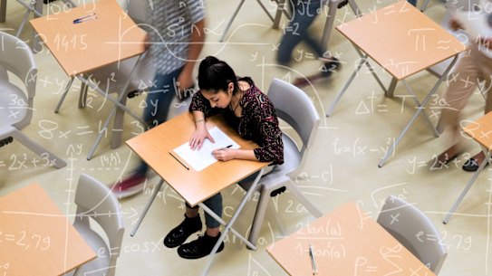 Student is the last to finish an exam. 