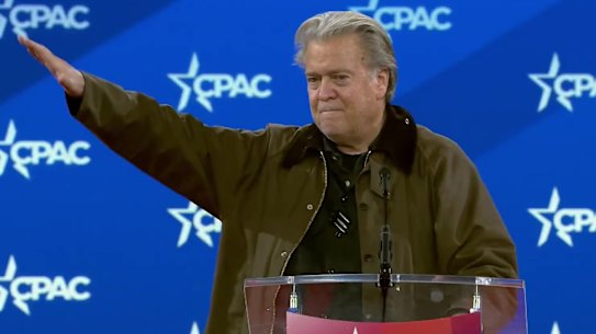 Donald Trump ally Steve Bannon at the Conservative Political Action Conference in Washington DC.