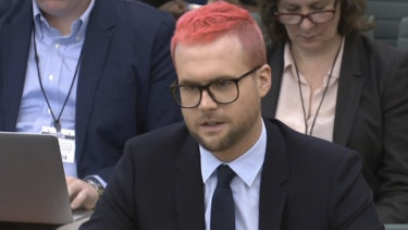Cambridge Analytica whistleblower Christopher Wylie gives evidence to a British parliamentary inquiry.
