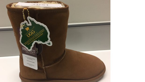An Ozwear ugg boot from its 'Classic Uggs' range which is manufactured in China. 