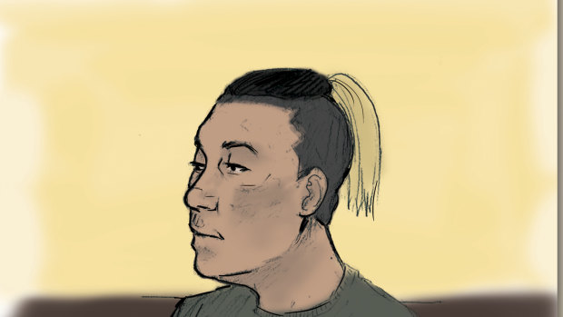 A sketch of Alexander MinVui Wong in court.