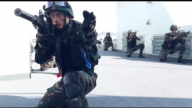 Screenshots from Chinese video showing the new psychological tool in the Hong Kong crisis.
