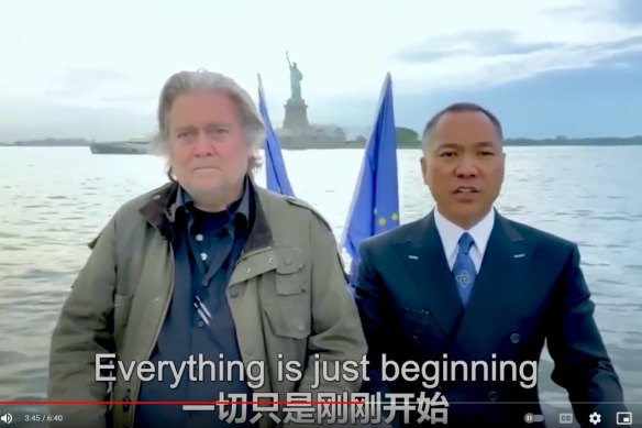 Steve Bannon and Guo Wengui announcing the launch of their venture.