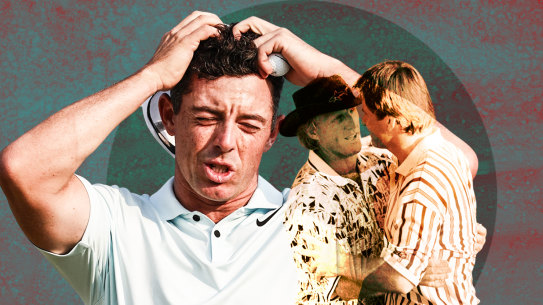 Rory McIlroy, Greg Norman and Nick Faldo 