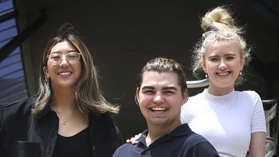 UNSW students Kyra Lee, Oliver Pike, and Laura Montague. 